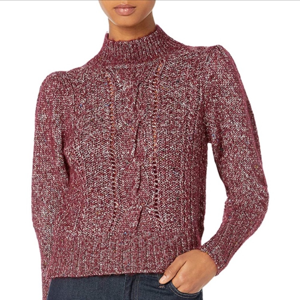 Rebecca Taylor Red Tweed Cable Wool Sweater Large